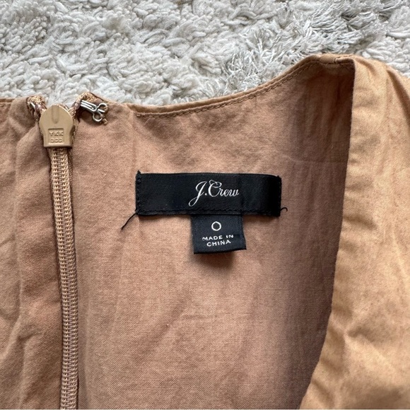 J.Crew midi dress brown camel Faux Wrap Cotton Poplin Dress belted Size 0 - Picture 4 of 12